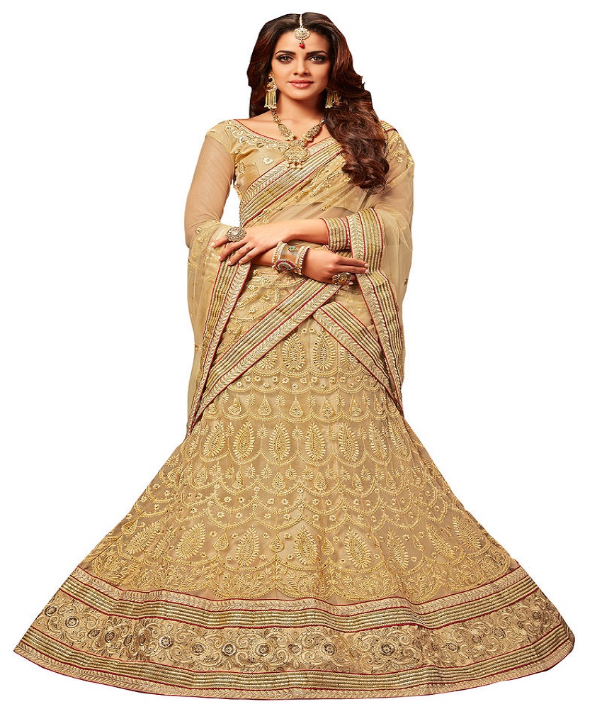 Net Anarkali Embroidery Unstitched Lehenga Choli