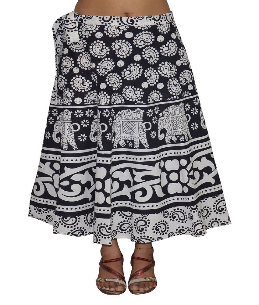 Cotton Printed Wraparound Skirt